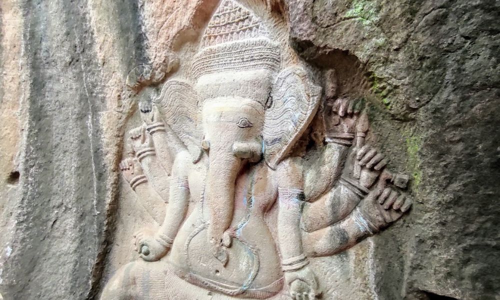 Sunrise at BengMealea with hidden Jungle -Ancient Carving